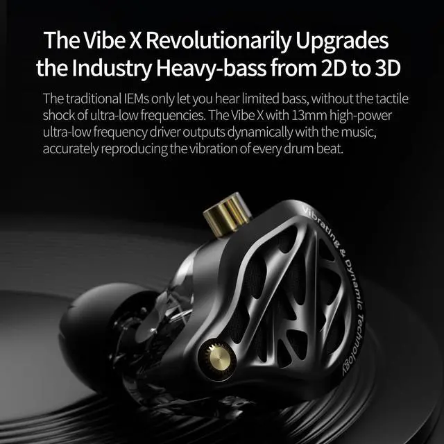 Alt view image 4 of 5 - KZA COUSTICS KZ Vibe X IEM, 2DD in Ear Monitor with Haptic Bass Vibrations, Sound Isolating Earphones with Mic, Secure in-Ear Fit HiFi Wired Earbuds for Musician, Audiophiles(3.5mm, with Mic)
