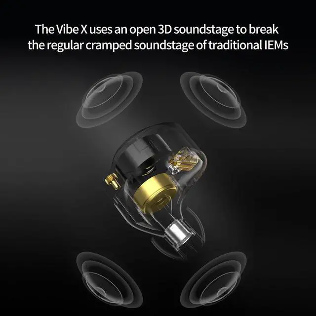 Alt view image 5 of 5 - KZA COUSTICS KZ Vibe X IEM, 2DD in Ear Monitor with Haptic Bass Vibrations, Sound Isolating Earphones with Mic, Secure in-Ear Fit HiFi Wired Earbuds for Musician, Audiophiles(3.5mm, with Mic)