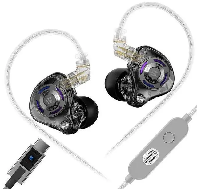 Main image of HIFIXAUDIO KZ Gale in-Ear Monitors, Super-Linear Driver IEM Earphone for Game, Hi-Fi Wired Earbuds with Detachable Silver-Plated Recessed 2Pin Cable (with Mic Type-C, Black)