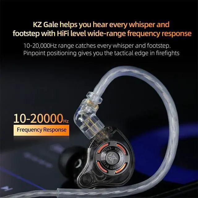 Alt view image 5 of 5 - HIFIXAUDIO KZ Gale in-Ear Monitors, Super-Linear Driver IEM Earphone for Game, Hi-Fi Wired Earbuds with Detachable Silver-Plated Recessed 2Pin Cable (with Mic Type-C, Black)
