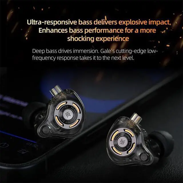 Alt view image 4 of 5 - HIFIXAUDIO KZ Gale in-Ear Monitors, Super-Linear Driver IEM Earphone for Game, Hi-Fi Wired Earbuds with Detachable Silver-Plated Recessed 2Pin Cable (with Mic Type-C, Black)