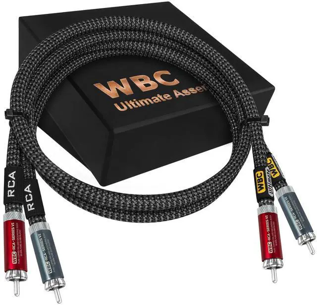 Main image of WORLDS BEST CABLES 2 Foot Ultimate 18 AWG - Ultra-Pure OFC Ultra-Low-Capacitance (15pF/ft) - Premium Audiophile RCA Cable Pair with Silver-Plated Pure-Copper RCA Plugs & Carbon Tweed Jacket