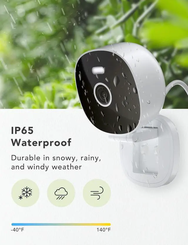 Alt view image 3 of 5 - FAMVIVA 2K Wired Security Camera, Indoor/Outdoor for Home, Pet, Baby, Nanny, IP65 Waterproof Color Night Vision, White Light & Siren, Recording, Motion Detection, Works with Alexa, Plug in, White-2P