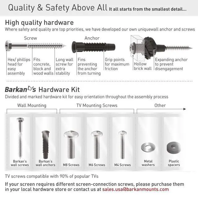 Alt view image 5 of 5 - Barkan 38'' Long White TV Ceiling Mount, 13-65 inch Full Motion - 3 Movement Flat/Curved Screen Bracket Holds up to 88lbs, Telescopic Height Adjustment, Fits LED OLED LCD