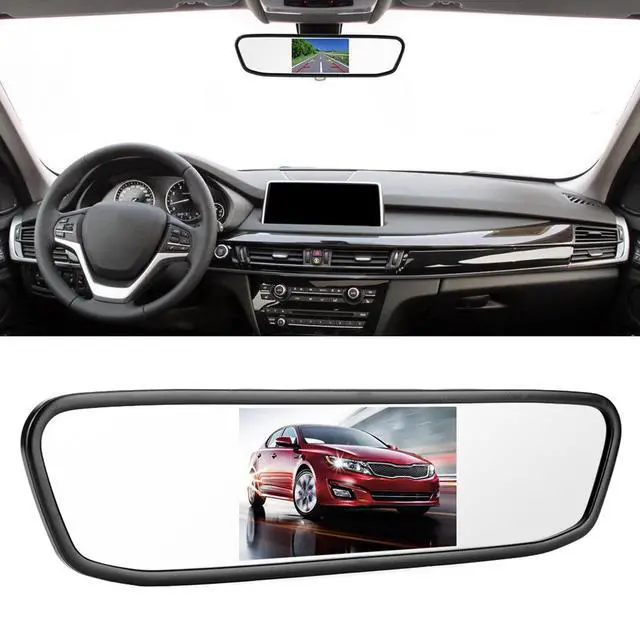Alt view image 2 of 5 - aqxreight Rearview Mirror Backup Camera,4.3in Car HD Rearview Mirror Monitor 8LED Night Vision Reversing Camera, aqxreightiotkw9grmp
