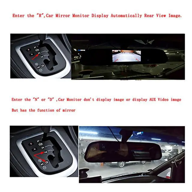 Alt view image 5 of 5 - aqxreight Rearview Mirror Backup Camera,4.3in Car HD Rearview Mirror Monitor 8LED Night Vision Reversing Camera, aqxreightiotkw9grmp