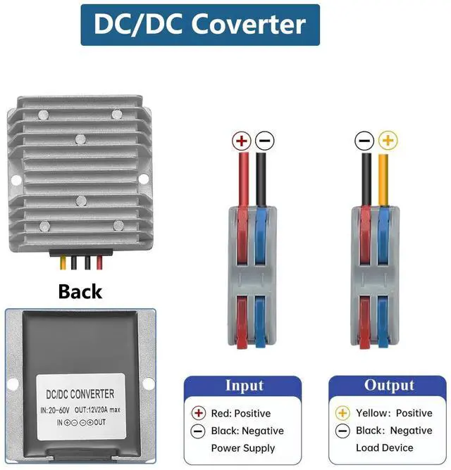 Alt view image 3 of 5 - DC 20-60V Step Down to 12V 20A 240W DC Converter is Suitable for Waterproof Voltage Reduction Devices on Golf carts and forklifts.(20/60V-12V20A)