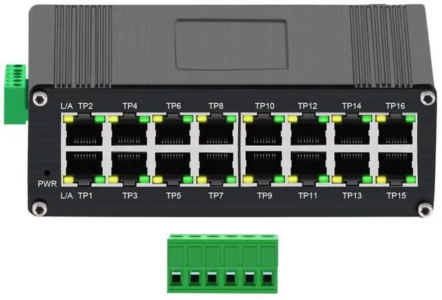 Main image of Steloproad Industrial Gigabit Ethernet Switch, 16-Port 10/100/1000Mbps RJ45, -40~80C, Redundant 1248V DC Power, IP40 Metal Housing, DIN-Rail Solar Energy Switch