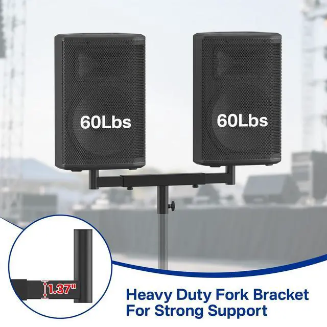 Alt view image 3 of 5 - Rimous Heavy Duty Dual Fork Bracket Speaker Mount Bar Mounting Adjustable Width 13.78"- 20.47" ^^ Fork Speaker Pole Mount Bar Adapter for PA/DJ Speakers with 35mm Pole Hole, Single