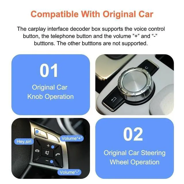 Alt view image 4 of 5 - Navivox Wireless Carplay/Android Auto Adapter for Mercedes-Benz (2011-2015) NTG4.5/4.7 System Decoder Box Retains OEM Steering Wheel, Camera & Knob Control Compatible with A/B/C/E/GLK/GLA/ML/SL
