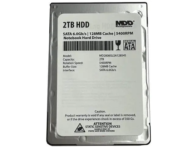 Alt view image 2 of 4 - MDD MAXDIGITALDATA (MD2000GLSA12854S 2TB 128MB Cache 5400RPM SATA 6.0Gb/s 2.5inch Internal Notebook Hard Drive - 2 Year Warranty