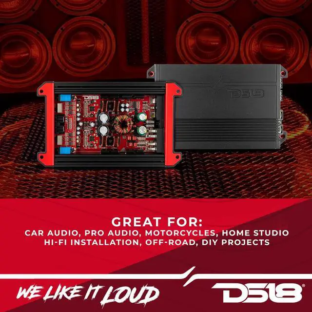 Alt view image 4 of 5 - DS18 G1000.4D Car Amplifier GEN-X Full-Range Class D 4-Channel 1000 Watts Max Power 2/4 Ohm Stable, Bridgeable, High/Low Pass Filter - Small Compact Amp for Speakers in Car Audio System