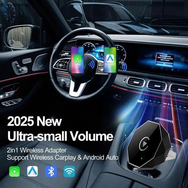 Alt view image 3 of 5 - Wireless Carplay Adapter, Android Auto Adapter 2025 Carplay, Plug and Play Convert Wired to Wireless Supports Car Original Control, Mini Car Play Box for Cars