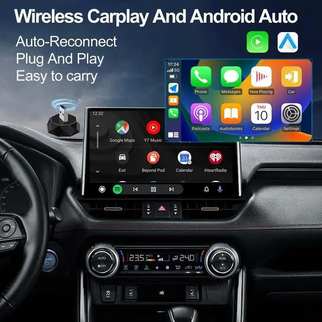 Alt view image 5 of 5 - Wireless Carplay Adapter, Android Auto Adapter 2025 Carplay, Plug and Play Convert Wired to Wireless Supports Car Original Control, Mini Car Play Box for Cars