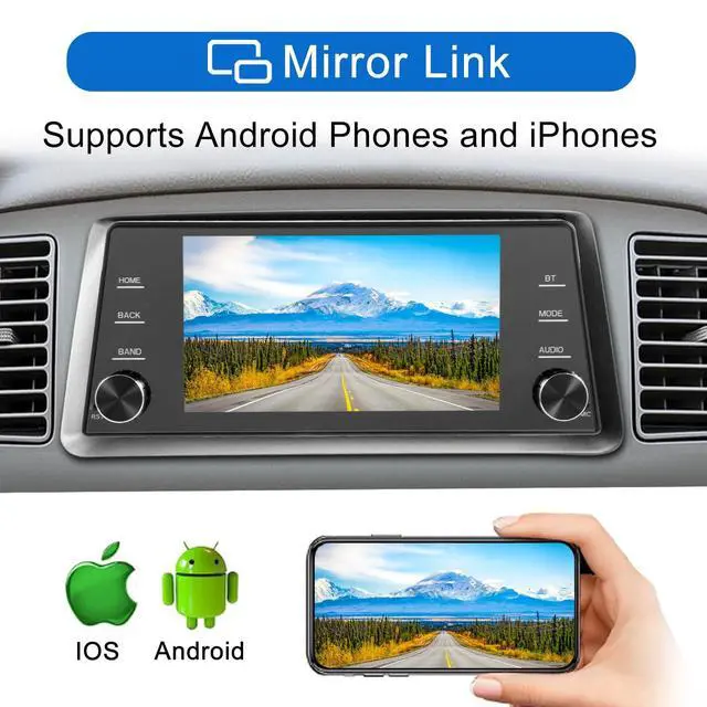 Alt view image 5 of 5 - Single Din Touchscreen Radio Wireless/Wired CarPlay & Android Auto, HD IPS Touchscreen Car Stereo Single Din with Bluetooth 5.4, Mirror Link, Volume Knob, FM/SWC/EQ/USB