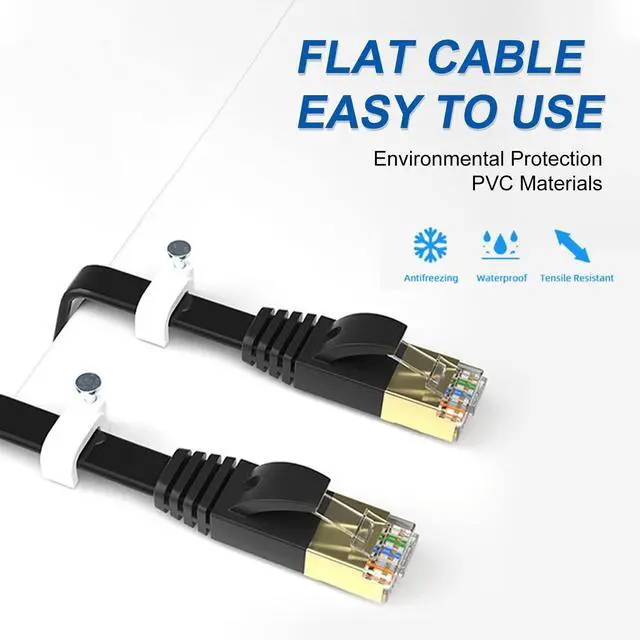 Alt view image 4 of 5 - SHD Flat Cat7 Ethernet Cable(10 Pack) Network Patch Cable FTP/STP LAN Cable Computer Patch Cord-3 Feet