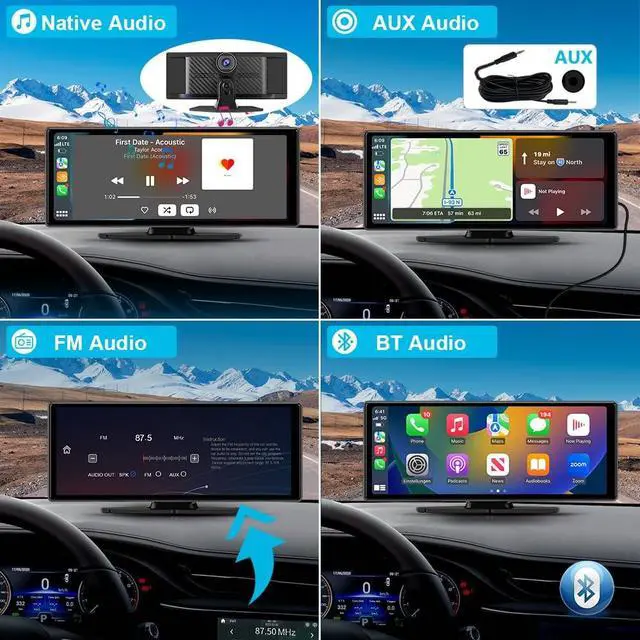 Alt view image 4 of 5 - 10.26" Carplay Screen for Car Portable, Carplay & Android Auto Car Stereo, Touchscreen GPS Navigation 4K Dash Cam/1080P Backup Camera/Mirror Link/Bluetooth/Voice Control
