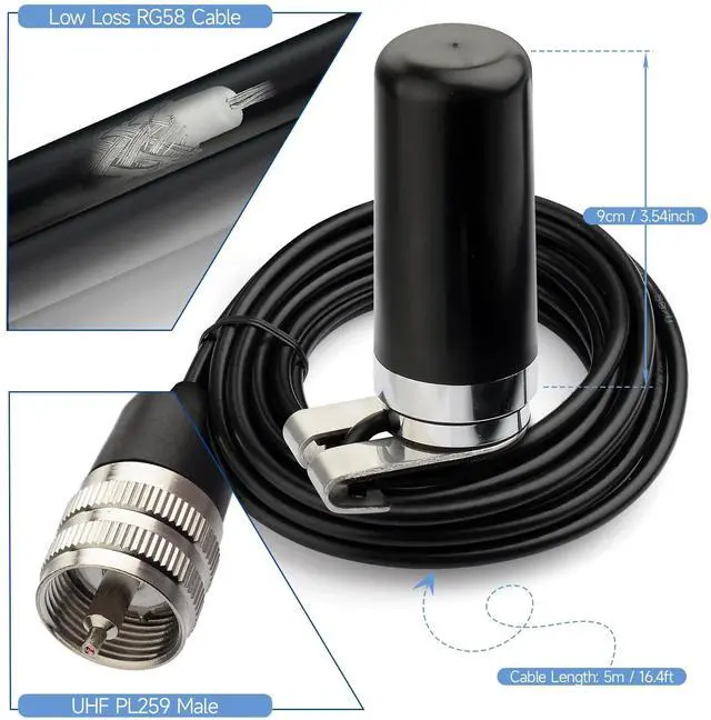 Alt view image 5 of 5 - Bingfu Vehicle Ham Mobile Radio Antenna Dual Band 136-174MHz 400-470MHz