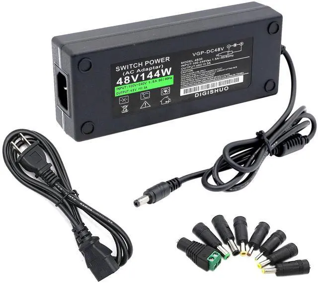 Main image of DIGISHUO DC 48V 3A 144W Power Supply Adapter Transformer Switch AC 110V/240V to DC 48V Switching Converter LED Driver for LED Strip Light CCTV Camera Security System