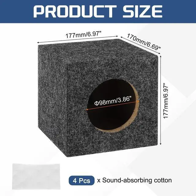 Alt view image 2 of 5 - MECCANIXITY 4 Inch Ported Wooden Speaker Enclosure, Gray Single Vented Subwoofer Box Car Audio Truck Speaker Box for DIY Homes Vehicle Audio Custom Sound Supplies
