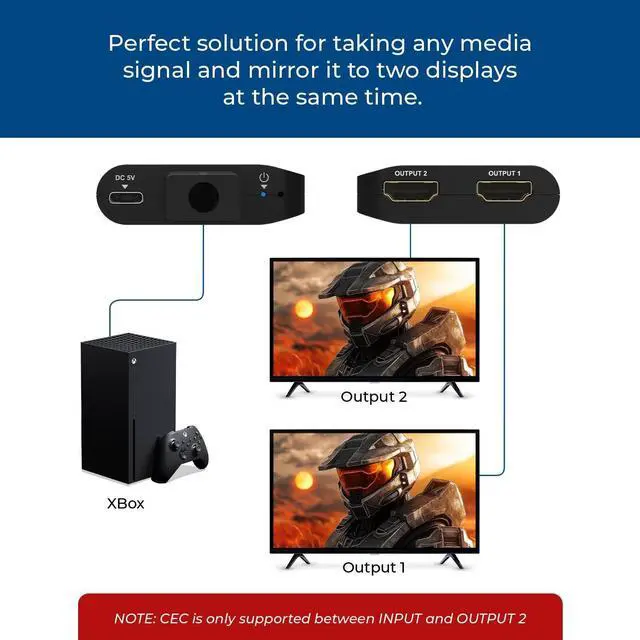 Alt view image 3 of 5 - OREI 4K HDMI Splitter 1 in 2 Out 4:4:4 8-bit - HDCP 2.2, 18 Gbps, 4K@60Hz HDMI Duplicator/Distributor UltaHD High-Resolution Down Scaler - UHDS-102C