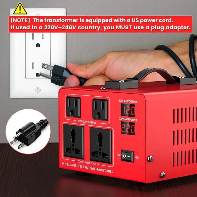 Alt view image 2 of 5 - 1000W Voltage Transformer Power Converter(110V to 220V, 220V to 110V) Step Up/Down Converter 110/120 Volt - 220/240 Volt w/US Power Cord, LCD Display, 2 US Outlets, 2 Universal Outlet