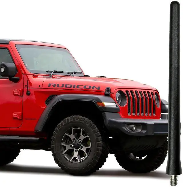 Main image of Short Rubber Antenna for Jeep Wrangler JK/JL Gladiator (2007-2024), USA Stainless Steel Threading, The Original 6 3/4" Truck Accessory, Car Wash Proof, Internal Copper Coil