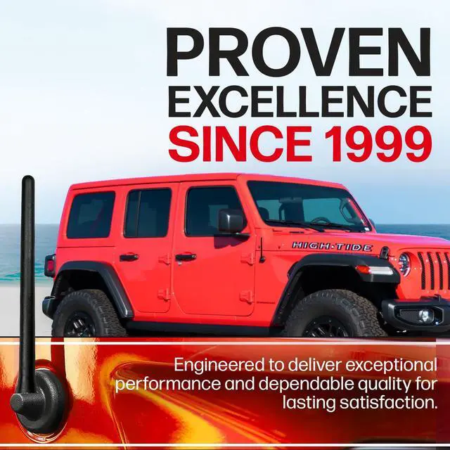 Alt view image 2 of 5 - Short Rubber Antenna for Jeep Wrangler JK/JL Gladiator (2007-2024), USA Stainless Steel Threading, The Original 6 3/4" Truck Accessory, Car Wash Proof, Internal Copper Coil