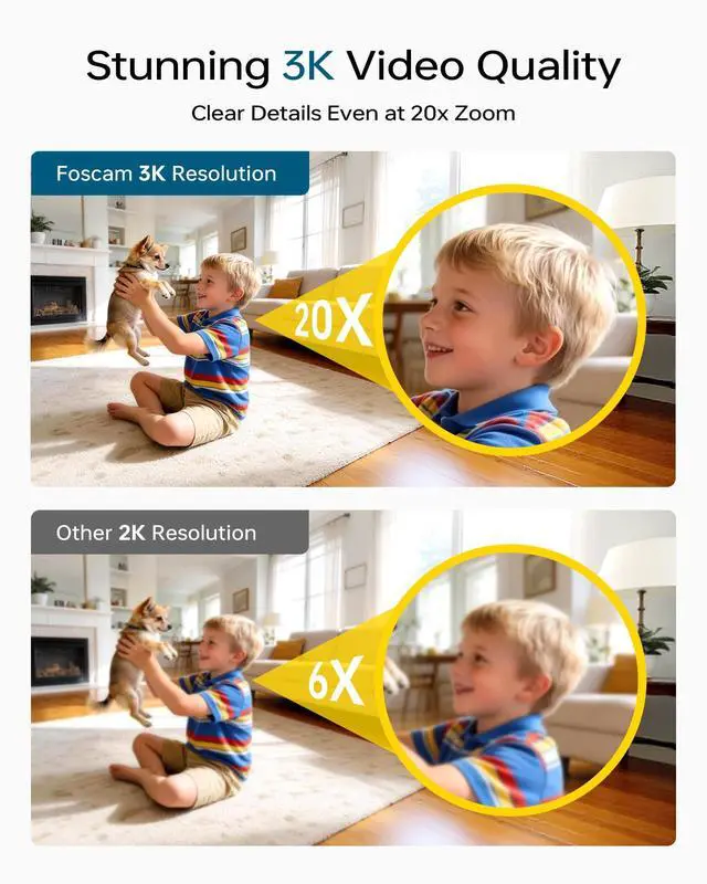 Alt view image 2 of 5 - FOSCAM 3K Security Camera Indoor, 360 PTZ Baby & Pet Monitoring for Home Security, 5MP Night Vision, Human/Pet Auto Tracking, Motion & Sound Alerts, 2-Way Audio, 2.4GHz Wi-Fi (R5 Black - 2Pack)