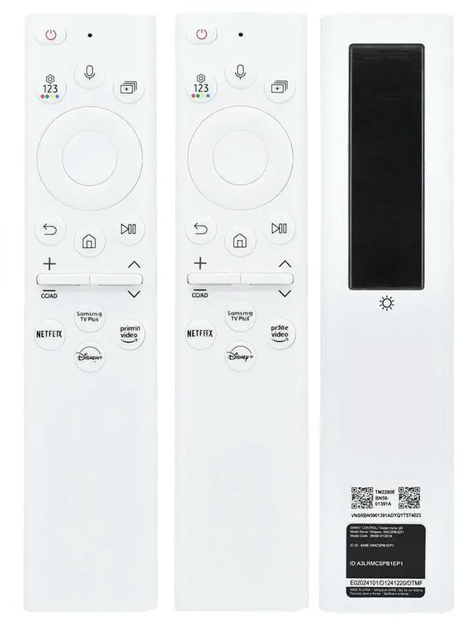 Main image of 2Pack BN59-01391A Replacement Solar TV Remote for Samsung Smart TV 2025-2018,with Bluetooth Rechargeable Solar Cell, 4 Shortcut Buttons, White