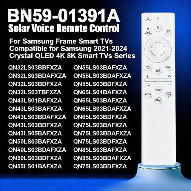 Alt view image 5 of 5 - 2Pack BN59-01391A Replacement Solar TV Remote for Samsung Smart TV 2025-2018,with Bluetooth Rechargeable Solar Cell, 4 Shortcut Buttons, White