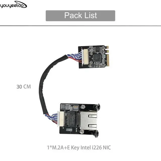 Alt view image 2 of 5 - youyeetoo i226-V Gigabit 2.5G Ethernet Server NIC Card - M.2 Interface for Enhanced Network Speeds,Support youyeetoo X1 X86 SBC, 10/100/1000/2500 Mbps RJ45 LAN (M.2 A + E Key,30CM)