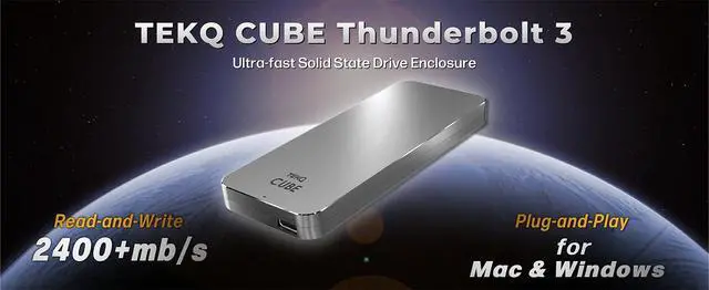 Alt view image 2 of 5 - TEKQ Cube 4TB Thunderbolt 3 NVMe SSD Enclosure, USB4/TB4, Bus Powered