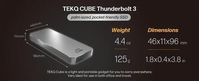 Alt view image 3 of 5 - TEKQ Cube 4TB Thunderbolt 3 NVMe SSD Enclosure, USB4/TB4, Bus Powered