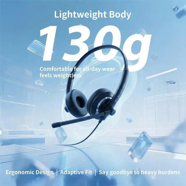 Alt view image 2 of 5 - Accutone Conversation 95 USB Computer Headset with Microphone for Work, Noise Cancelling Wired Headset with Sidetone for Office & PC, Simple USB-C and Included USB-A Adapter