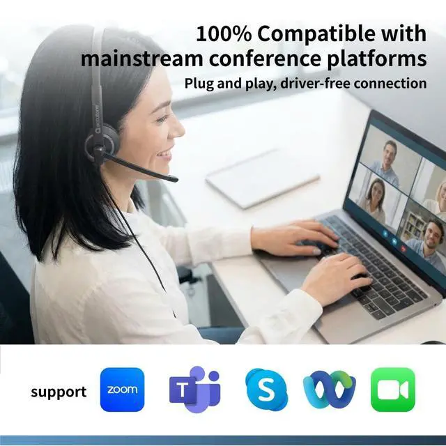 Alt view image 5 of 5 - Accutone Conversation 95 USB Computer Headset with Microphone for Work, Noise Cancelling Wired Headset with Sidetone for Office & PC, Simple USB-C and Included USB-A Adapter