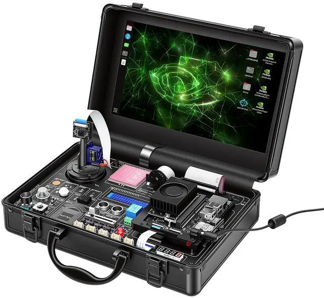 Main image of IoTeikXgo AI Starter Kit for Jetson Orin Nano with 11.6" IPS Screen, 8MP IMX219 Gimbal Camera, 30 Sensors, 38 Python Tutorials, Support AI Voice Interaction (Without Jetson Orin Nano Board)