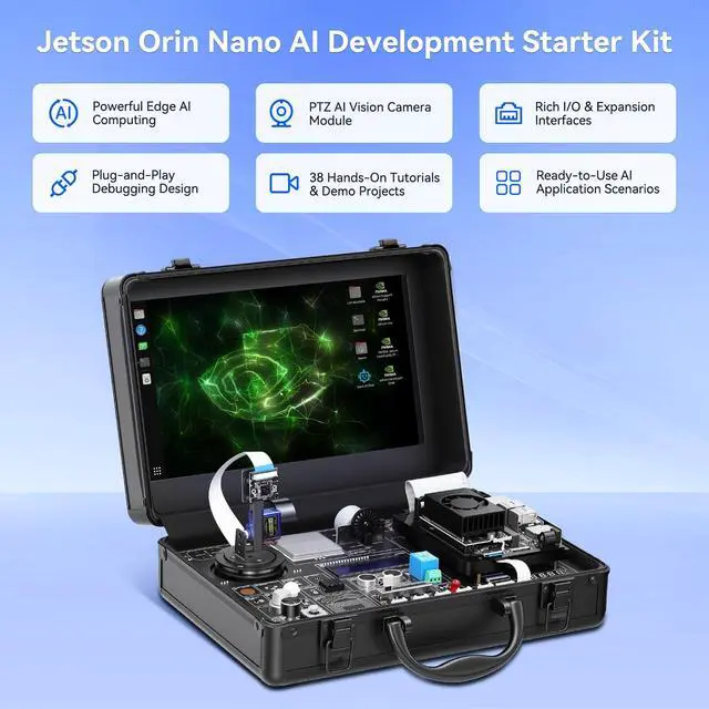 Alt view image 2 of 5 - IoTeikXgo AI Starter Kit for Jetson Orin Nano with 11.6" IPS Screen, 8MP IMX219 Gimbal Camera, 30 Sensors, 38 Python Tutorials, Support AI Voice Interaction (Without Jetson Orin Nano Board)