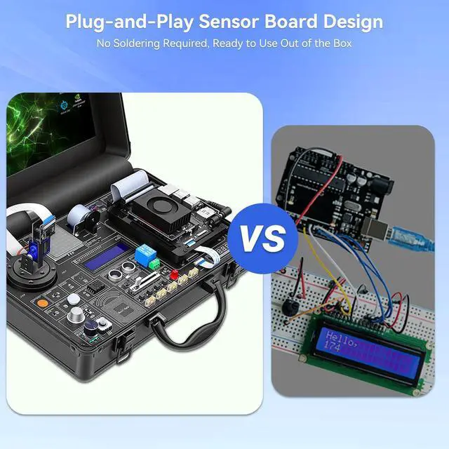 Alt view image 4 of 5 - IoTeikXgo AI Starter Kit for Jetson Orin Nano with 11.6" IPS Screen, 8MP IMX219 Gimbal Camera, 30 Sensors, 38 Python Tutorials, Support AI Voice Interaction (Without Jetson Orin Nano Board)