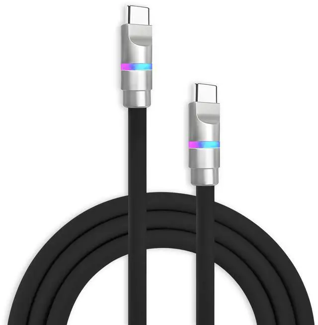 Main image of chubbycable Neon Chubby - Fast Charge Cable with Smart Light RGB Color Gradual Light Up 100W Charging Cord LED USB C Cable Compatible with iPhone 17-15 Series, Black, Type-C to Type-C, 3.3 FT