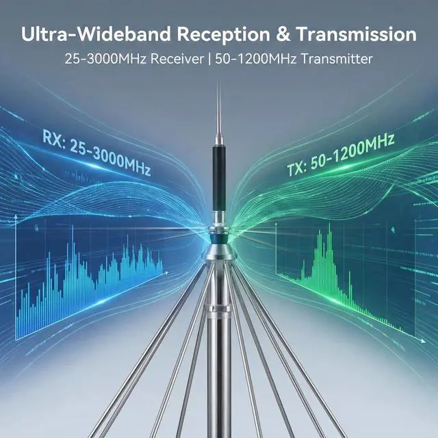 Alt view image 2 of 5 - WOOKLEA D3000N Discone Antenna 25-3000MHz, Wideband Scanner Antenna 200W, N-Type Connector, for Outdoor Ham Radio SDR Base Station