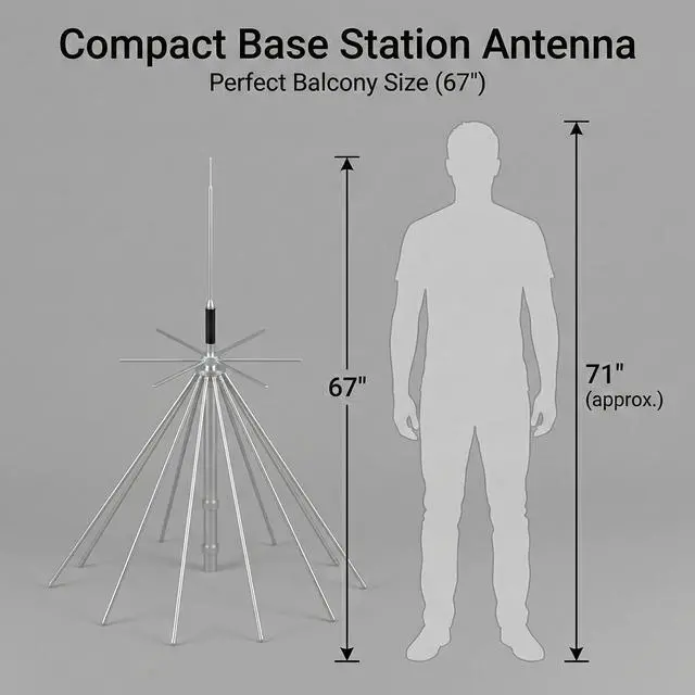Alt view image 5 of 5 - WOOKLEA D3000N Discone Antenna 25-3000MHz, Wideband Scanner Antenna 200W, N-Type Connector, for Outdoor Ham Radio SDR Base Station