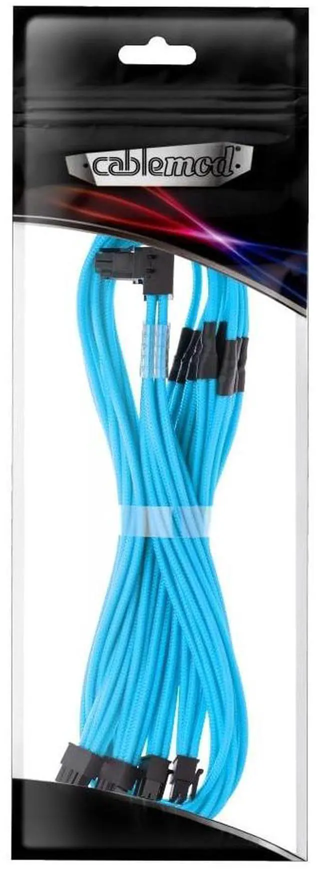 Alt view image 4 of 4 - CableMod C-Series Pro ModMesh Sleeved 12V-2x6 12VHPWR 90 StealthSense PCIe Cable for Corsair Type 5 RMX Shift - Variant A (Light Blue, 90 16-pin to Quad 8-pin, 65cm)