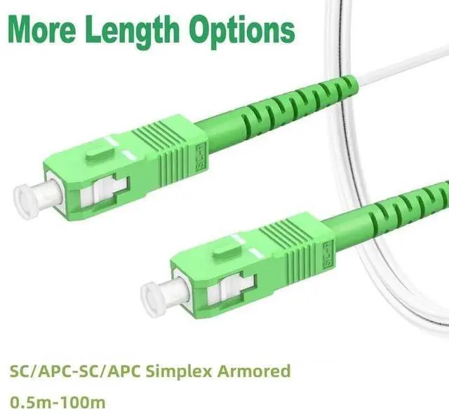 Alt view image 4 of 5 - RamboCables (246ft/75m) SCA to SCA Fiber Optic Internet Cable, Armored Fiber Patch Cable, OS2 Single Mode Fiber Optical Patch Cord, Simplex - 9/125um, LSZH White