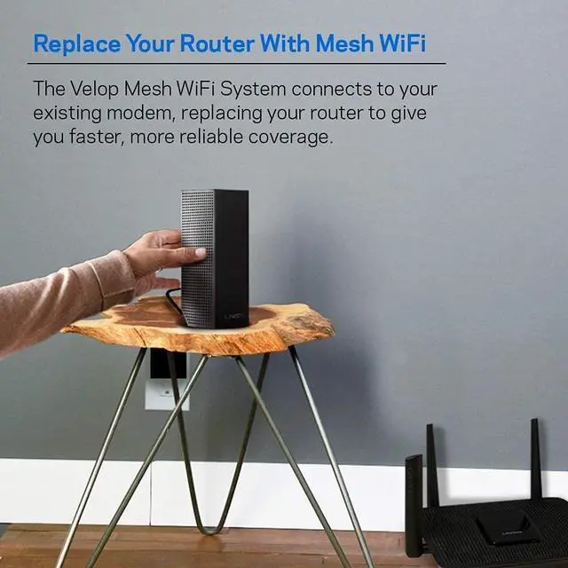 Alt view image 2 of 5 - Linksys Velop Intelligent Mesh WiFi System Tri-Band, 1-Pack Black (AC2200)