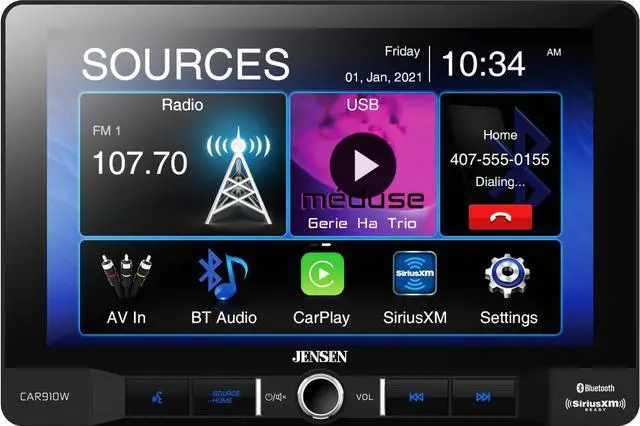 Main image of Jensen CAR910W 9 inch Mechless Multimedia Receiver with Wireless and Wired Apple CarPlay l Supports Android Devices l SiriusXM-Ready l Built-in Bluetooth l 240 Watts MOSFET Power (60W x 4)