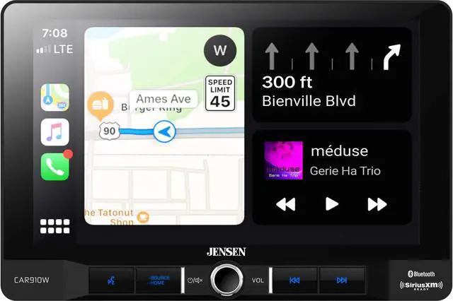 Alt view image 2 of 5 - Jensen CAR910W 9 inch Mechless Multimedia Receiver with Wireless and Wired Apple CarPlay l Supports Android Devices l SiriusXM-Ready l Built-in Bluetooth l 240 Watts MOSFET Power (60W x 4)