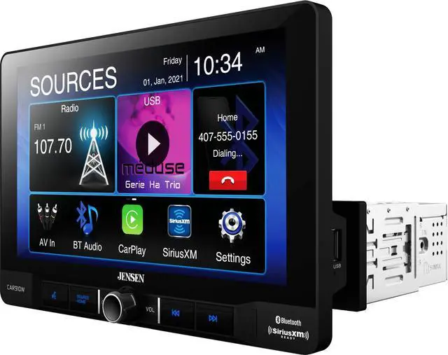 Alt view image 4 of 5 - Jensen CAR910W 9 inch Mechless Multimedia Receiver with Wireless and Wired Apple CarPlay l Supports Android Devices l SiriusXM-Ready l Built-in Bluetooth l 240 Watts MOSFET Power (60W x 4)