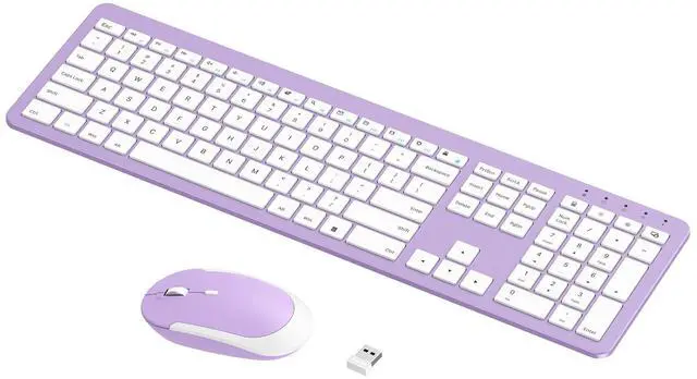 Main image of seenda Wireless Keyboard and Mouse Combo, Rechargeable Quiet Keyboard Mouse, Sleek and Ultra Thin Design, Full-Size with Number Pad for Windows, Laptop, PC, Notebook, Desktop- Purple