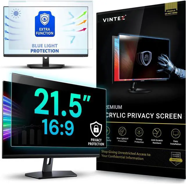 Main image of Acrylic 21.5 Inch Computer Privacy Screen Filter for Widescreen Computer Monitors - 19.3" x 11.3" (491 x 288mm) - Monitor Frame Hanging Type